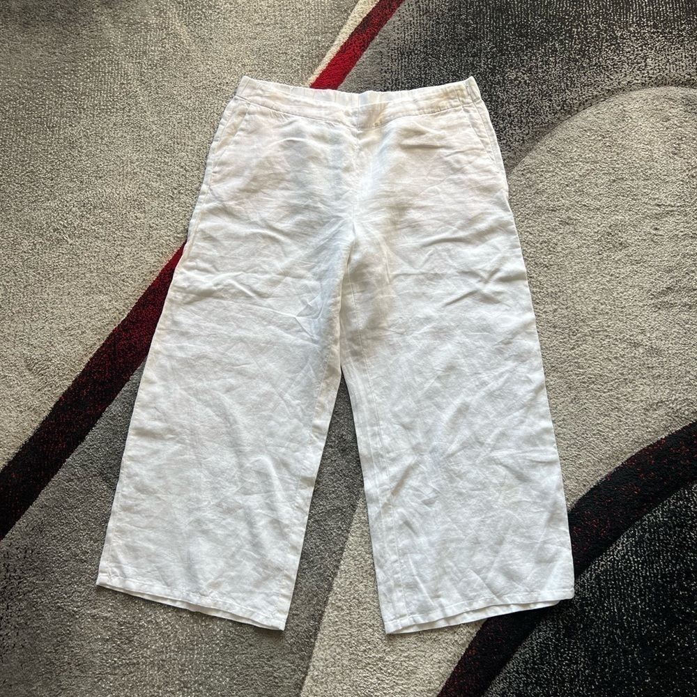 J. Jill White Wide Leg Linen Pants